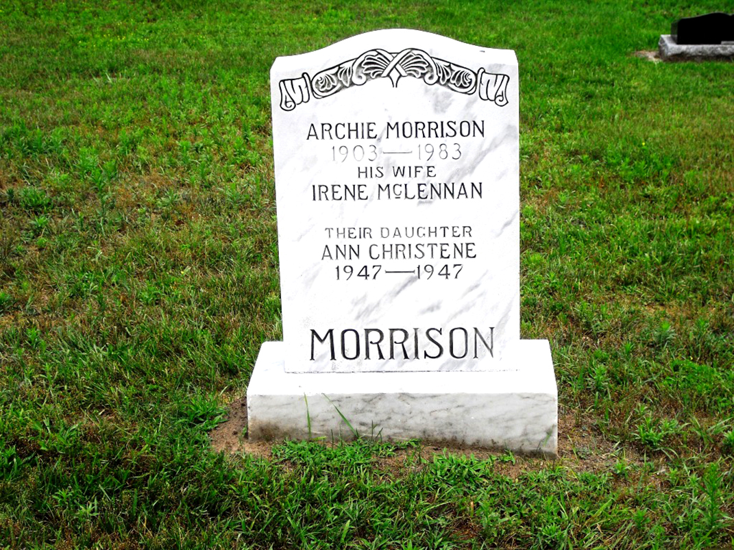 Photo of headstones/Irene McLennan d1994 hdstn West Lorne Evergreen cem ON